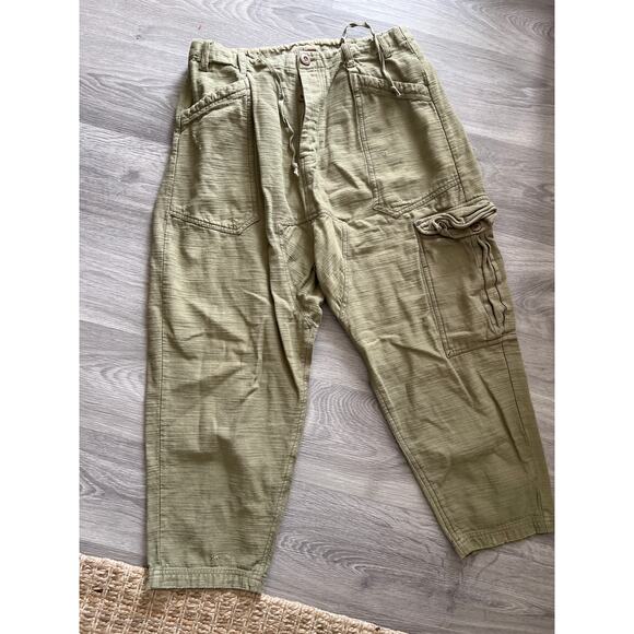 Free People size small oversized baggy army green cargo pants - Picture 1 of 7